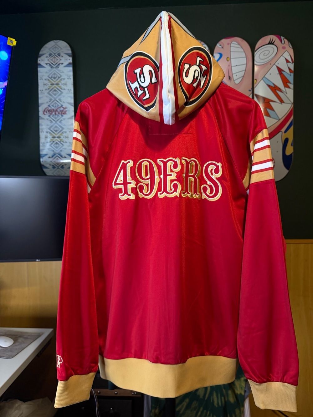 San Francisco NFL Pro Player 49ERS Football Hooded Pullover Vintage Zip Jacket